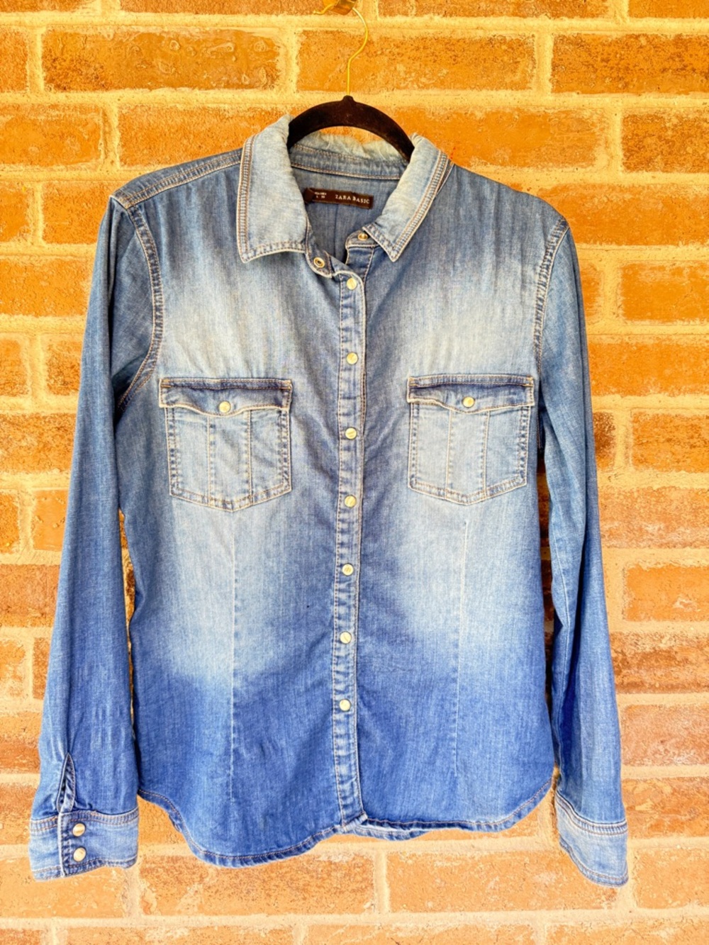 Zara Blue Denim Button-Down Shirt
